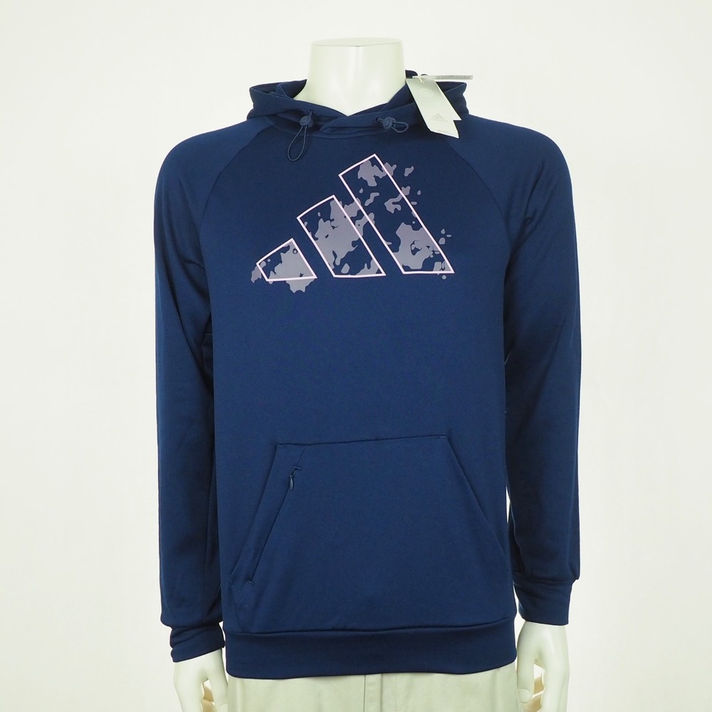 New Adidas Game and Go Pullover Hoodie Mens Small Blue Camo Active Training